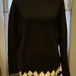 H&M Black and Cream Cowl Neck Sweater